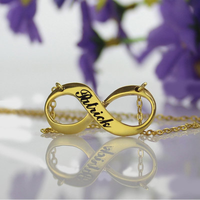 Infinity Symbol Jewellery Necklace Engraved Name 18ct Gold Plated - Name My Jewellery