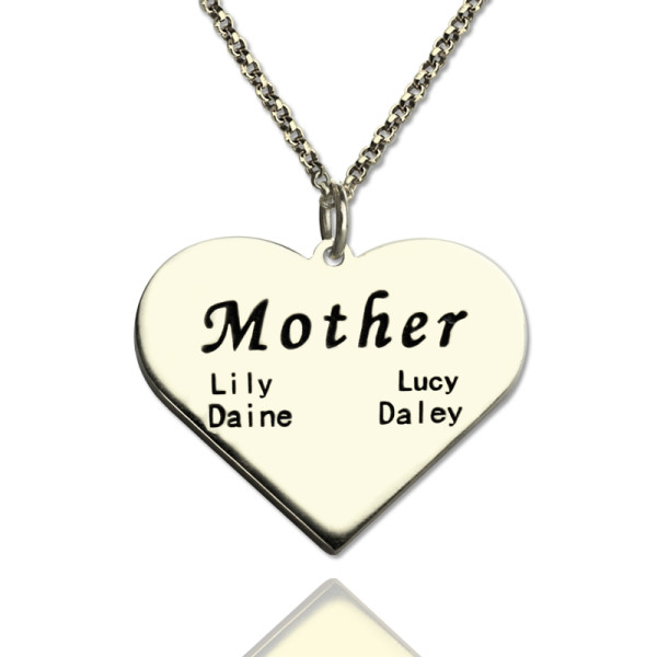 "Mother" Family Heart Necklace Sterling Silver - Name My Jewellery
