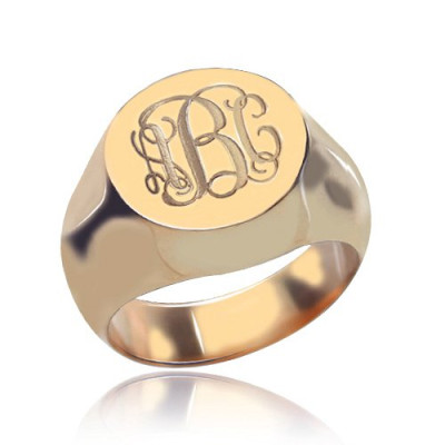 CIrcle Designs Signet Monogram Initial Ring Rose Gold - Name My Jewellery