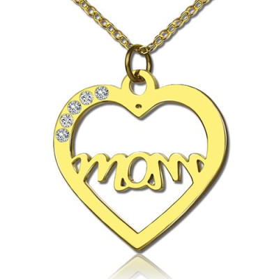 Mothers Heart Necklace With Birthstone 18ct Gold Plated  - Name My Jewellery