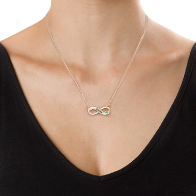 Silver Engraved Swarovski Infinity Necklace - Name My Jewellery