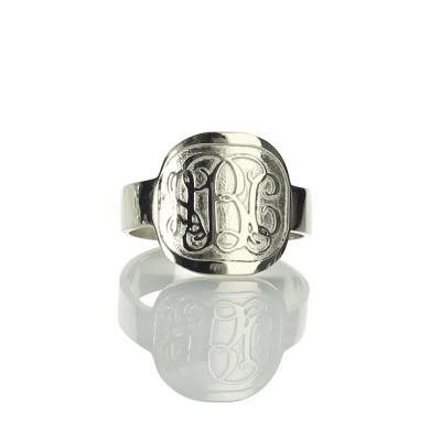 Engraved Designs Monogram Ring Sterling Silver - Name My Jewellery