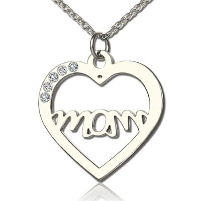 Mothers Birthstone Heart Necklace Sterling Silver  - Name My Jewellery