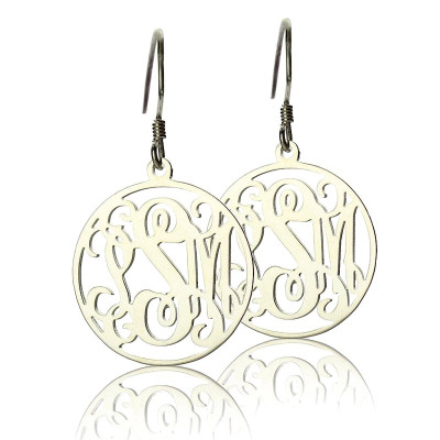 Circle Monogrammed Initial Earrings Sterling Silver - Name My Jewellery
