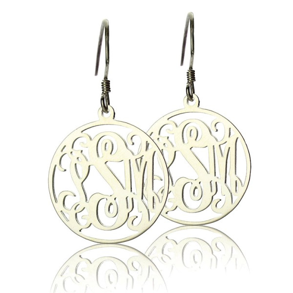 Circle Monogrammed Initial Earrings Sterling Silver - Name My Jewellery