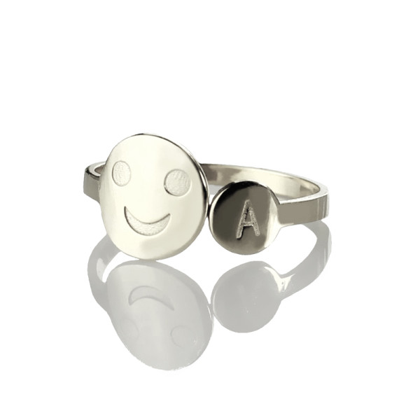 Personalised Smile Ring with Initial Sterling Silver - Name My Jewellery