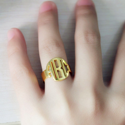 18ct Gold Plated Block Monogram Ring - Name My Jewellery