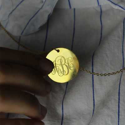 Disc Script Monogram Necklace 18ct Gold Plated - Name My Jewellery