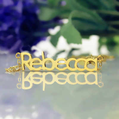 Nameplate Necklace 18ct Gold Plating "Rebecca" - Name My Jewellery
