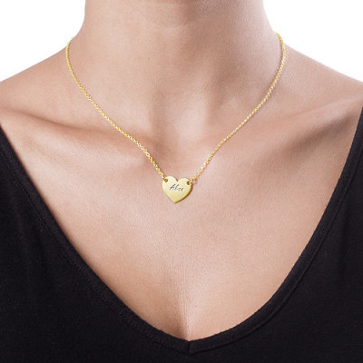 18ct Gold Plated Heart Necklace with Engraving - Name My Jewellery
