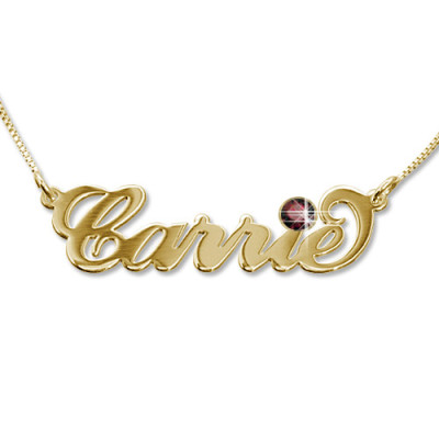 18ct Gold-Plated Carrie Swarovski Name Necklace - Name My Jewellery