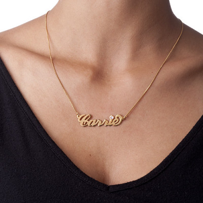 18ct Gold-Plated Carrie Swarovski Name Necklace - Name My Jewellery