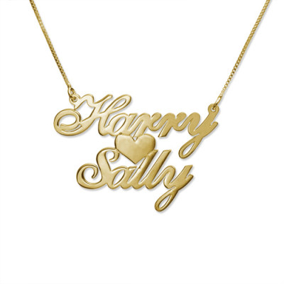 18ct Gold-Plated Silver Two Name Love Necklace - Name My Jewellery