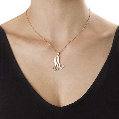 18ct Rose Gold Plated Single Initial Necklace - Name My Jewellery