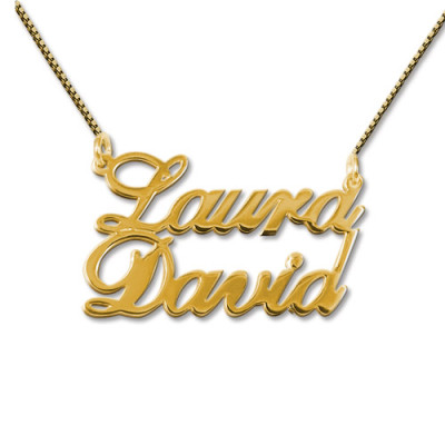 18ct Gold-Plated Silver Two Names Pendant Necklace - Name My Jewellery