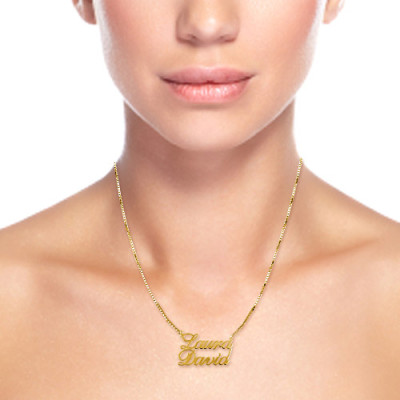 18ct Gold-Plated Silver Two Names Pendant Necklace - Name My Jewellery