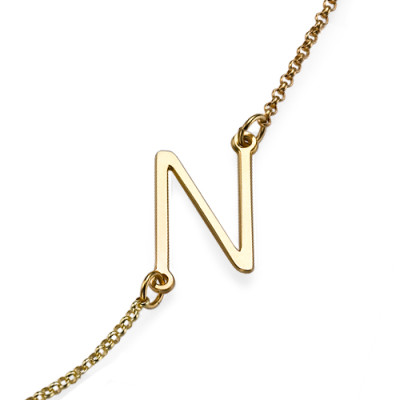 18ct Gold Plated Sideways Initial Necklace - Name My Jewellery