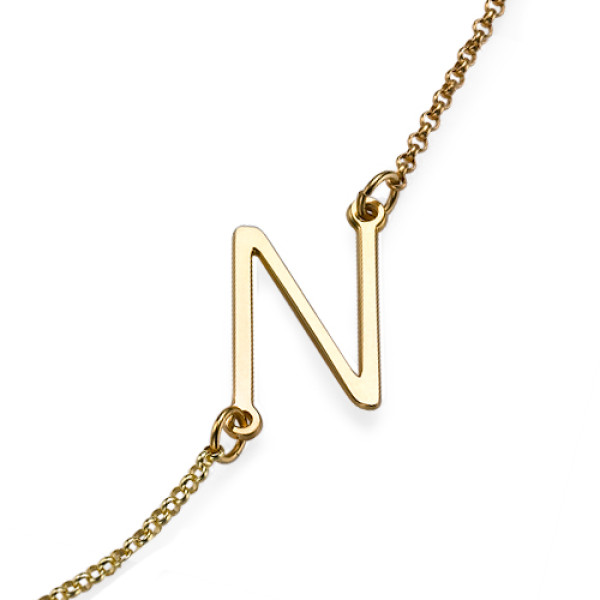 18ct Gold Plated Sideways Initial Necklace - Name My Jewellery