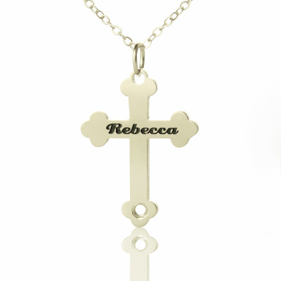 Silver Rebecca Font Cross Name Necklace - Name My Jewellery