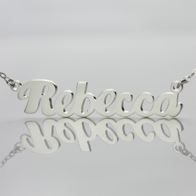 Personalised 18ct White Gold Plated Puff Font Name Necklace - Name My Jewellery
