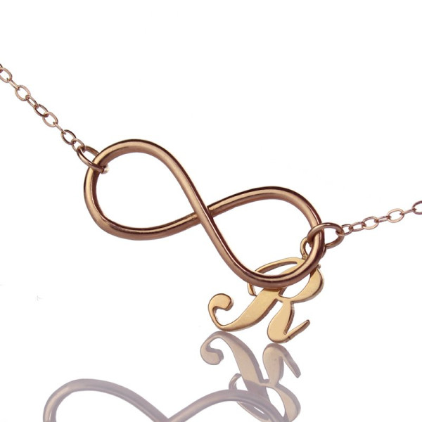 Rose Gold Plated Infinity Initial Necklace - Name My Jewellery