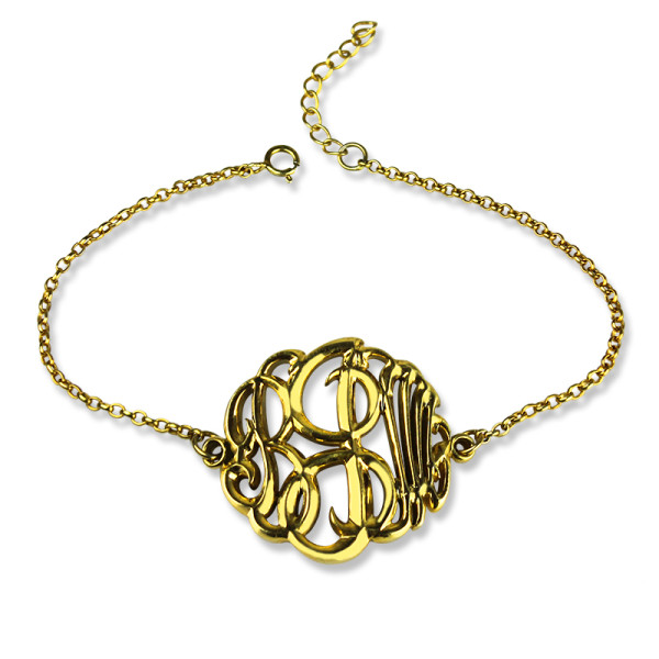 Personalised Monogrammed Bracelet Hand-painted 18ct Gold Plated - Name My Jewellery