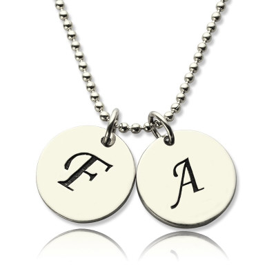 Personalised Initial Discs Necklace Silver - Name My Jewellery
