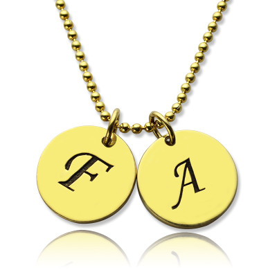 Personalised Initial Charm Discs Necklace 18ct Gold Plated - Name My Jewellery