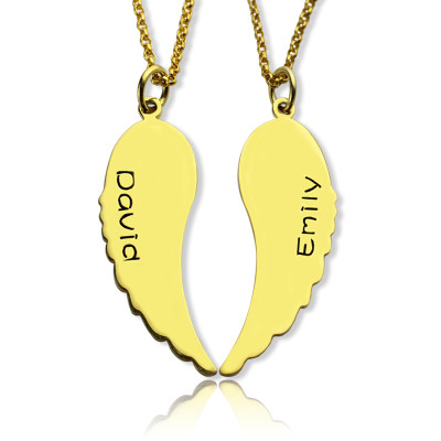 Matching Angel Wings Necklaces Set for Couple 18ct Gold plated - Name My Jewellery