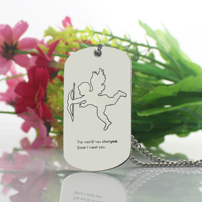 Cupid Man's Dog Tag Name Necklace - Name My Jewellery