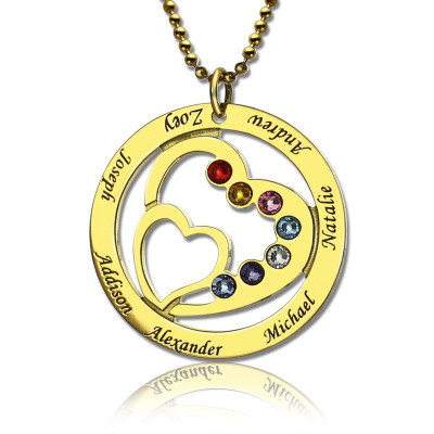 Heart in Heart Birthstone Name Necklace 18ct Gold Plated  - Name My Jewellery