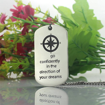 Compass Man's Dog Tag Name Necklace - Name My Jewellery