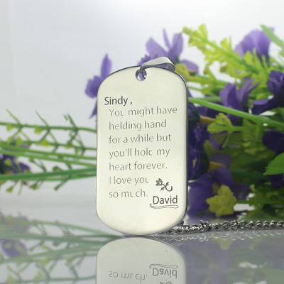 Man's Dog Tag Love and Family Theme Name Necklace - Name My Jewellery