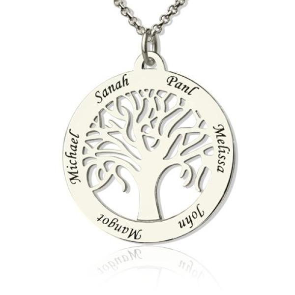 Tree Of Life Necklace Engraved Names in Silver - Name My Jewellery