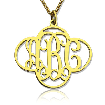 Personalised Cut Out Clover Monogram Necklace 18ct Gold Plated - Name My Jewellery