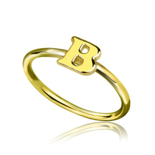 Custom Midi Initial Letter Ring 18ct Gold Plated - Name My Jewellery