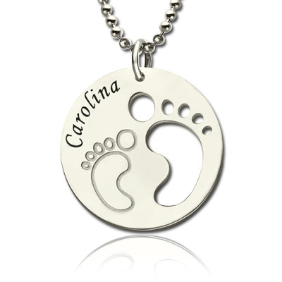 Baby Footprint Name Pendant Sterling Silver - Name My Jewellery