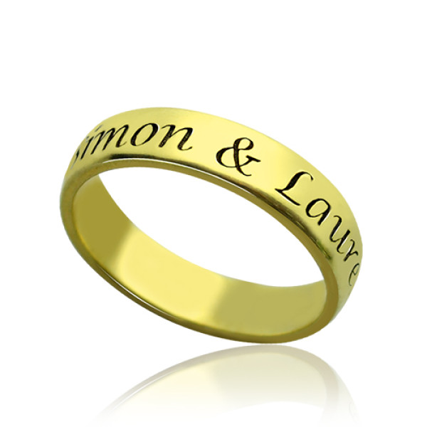 Engraved Promise Name Ring 18ct Gold Plated - Name My Jewellery