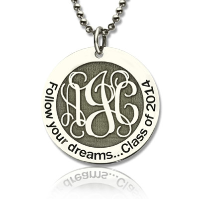 Personalised Class Graduation Monogram Necklace Sterling Silver - Name My Jewellery