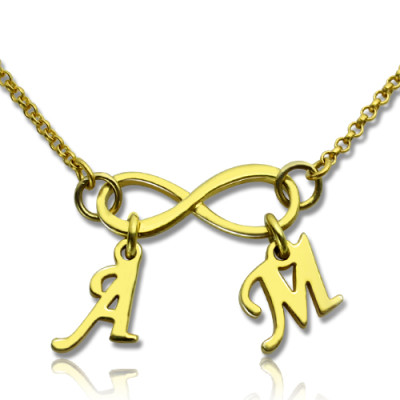 Infinity Pendant Double Initial 18ct Gold Plated - Name My Jewellery