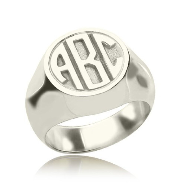 Personalised Signet Ring with Block Monogram Sterling Silver - Name My Jewellery