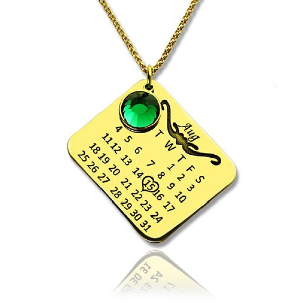 Birth Day Gifts - Birthday Calendar Necklace 18ct Gold Plated - Name My Jewellery
