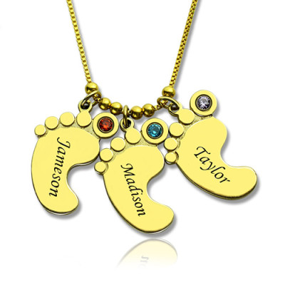 Mother Pendant Baby Feet Necklace 18ct Gold Plated - Name My Jewellery
