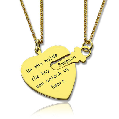 He Who Holds the Key Couple Necklaces Set 18ct Gold Plated - Name My Jewellery