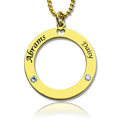 Circle of Love Name Necklace with Birthstone 18ct Gold Plated Silver  - Name My Jewellery