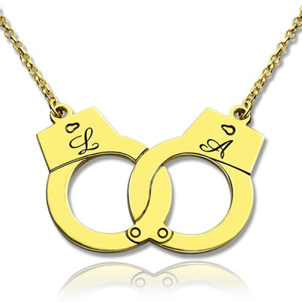 Personalised Handcuff Necklace 18ct Gold Plated - Name My Jewellery