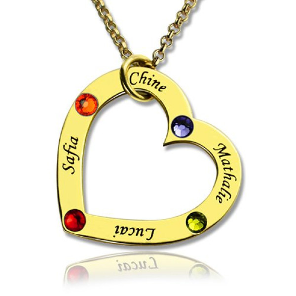 Gold Plated Birthstone Heart Necklace For Mother  - Name My Jewellery