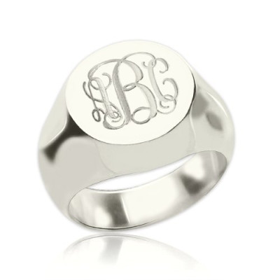 Signet Ring Sterling Silver Engraved Monogram - Name My Jewellery