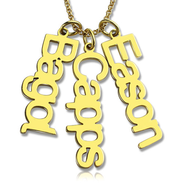 Customised Vertical Multiable Names Necklace 18ct Gold Plated - Name My Jewellery