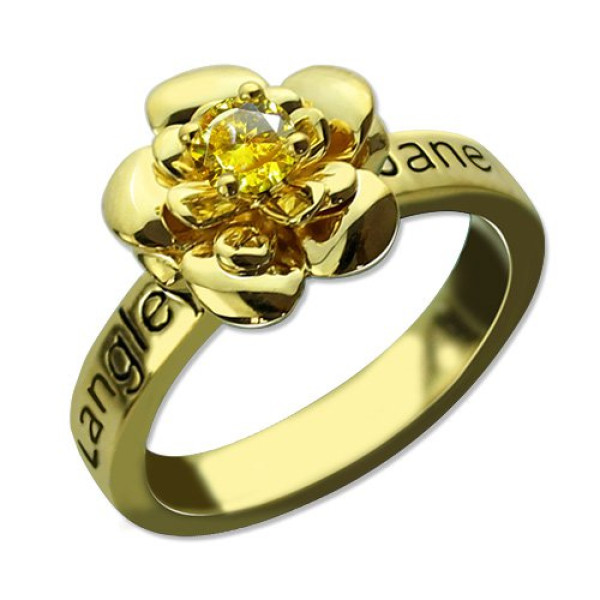 Promise Rose Ring for Her with Birthstone 18ct Gold Plated  - Name My Jewellery